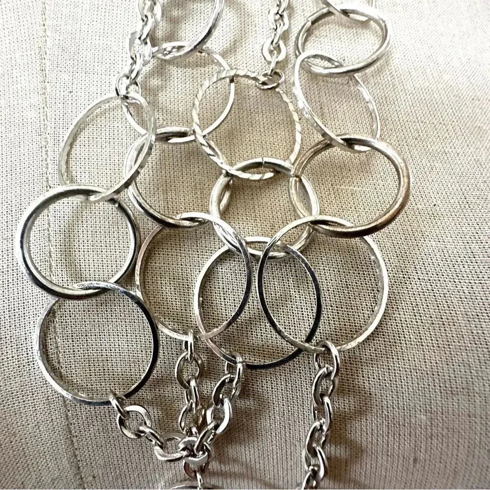 Elegant Silver double Chain circle Necklace